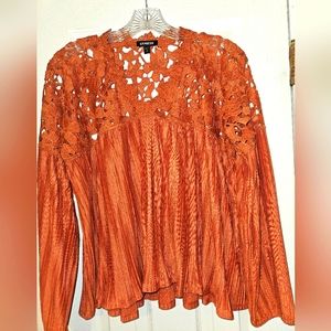 Pretty, flowy, lace top blouse